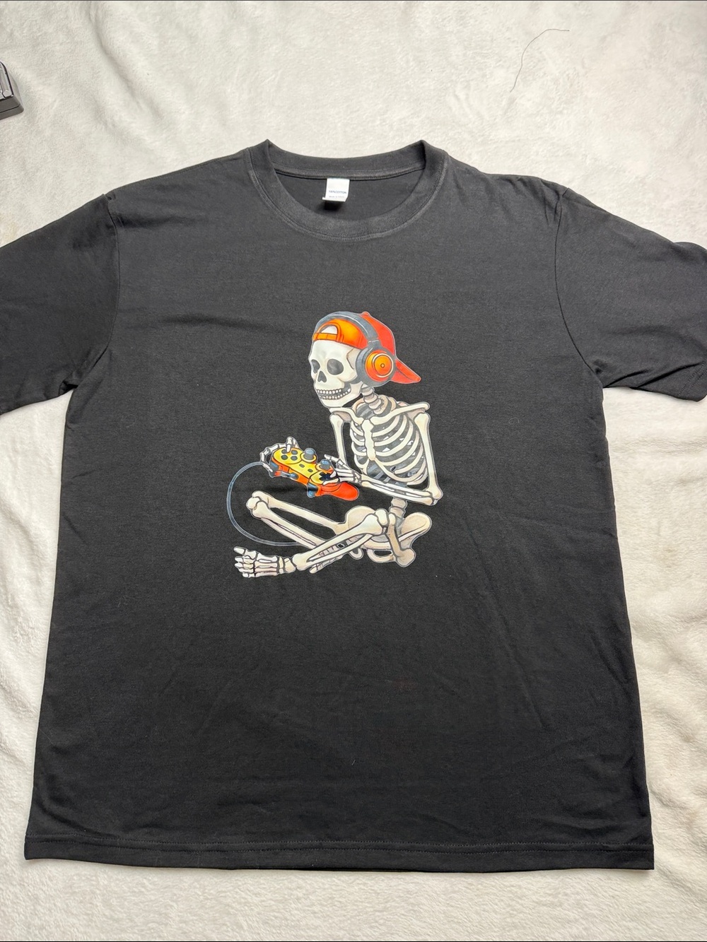 Black Skeleton Gamer Graphic Short Sleeve Tee